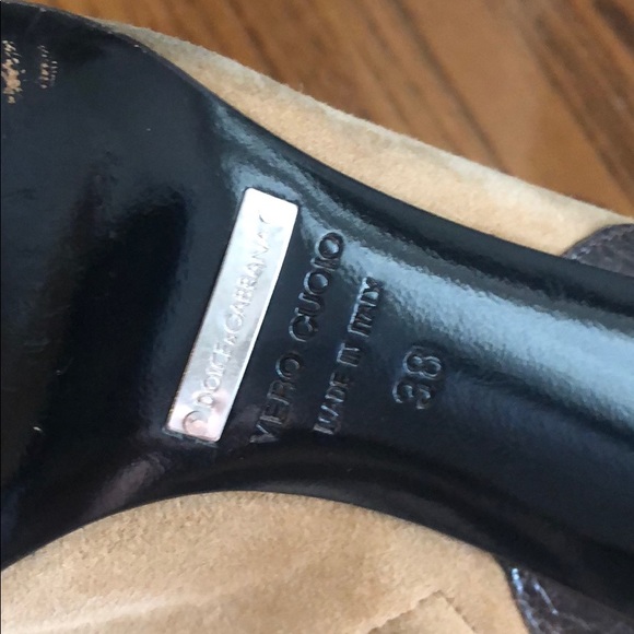 DOLCE & GABBANA sz 38. Suede and Croc Brown Boots - Picture 5 of 8